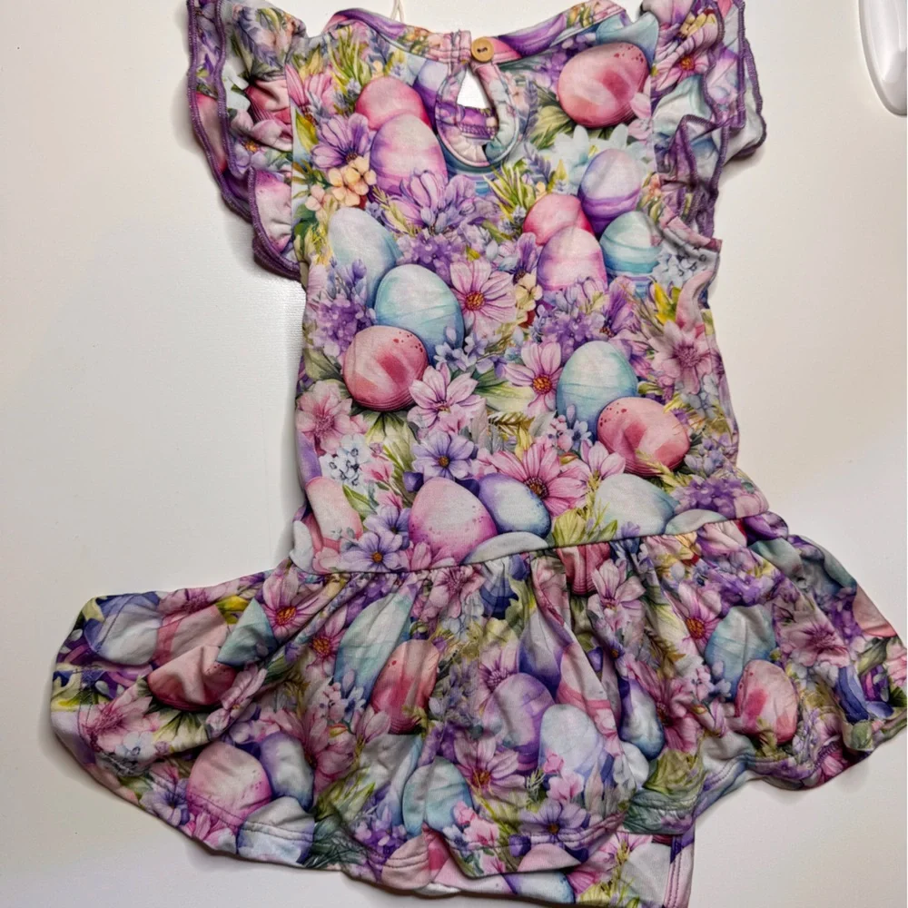 Bums & Roses Ruffle Dress So Eggstra 6-12 months bamboo Easter egg‎ twirl NEW